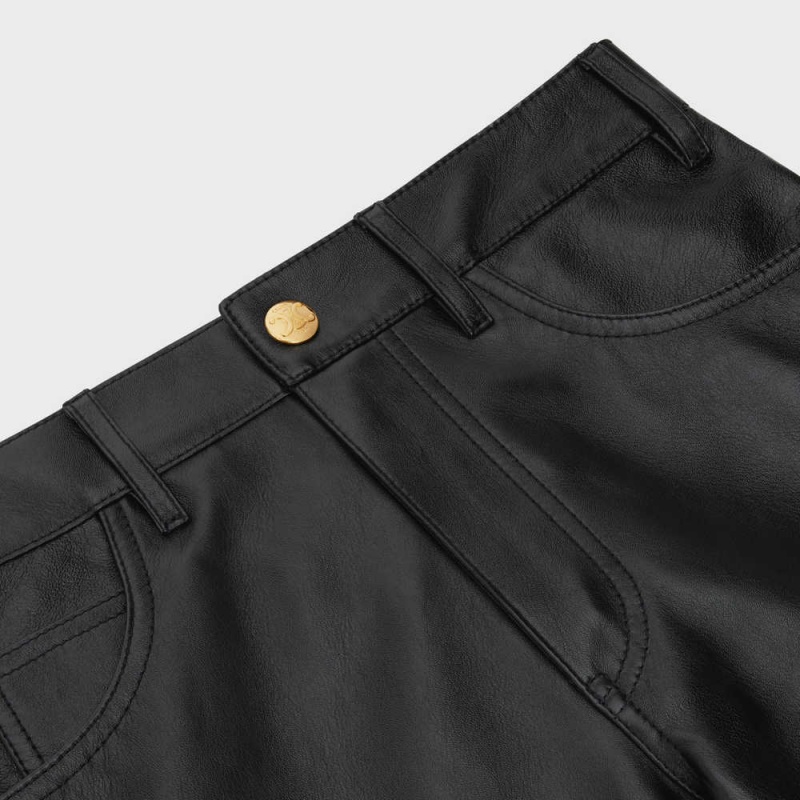 Celine Second Skin Jeans In Soft Leather Siyah | CL-592607