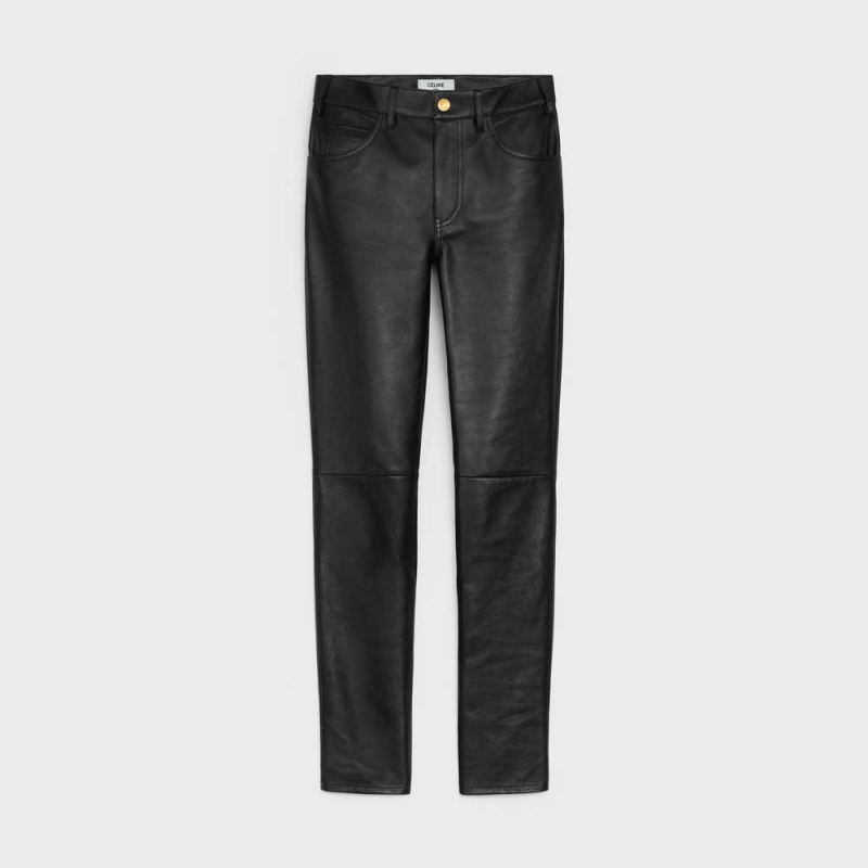 Celine Second Skin Jeans In Soft Leather Siyah | CL-592607
