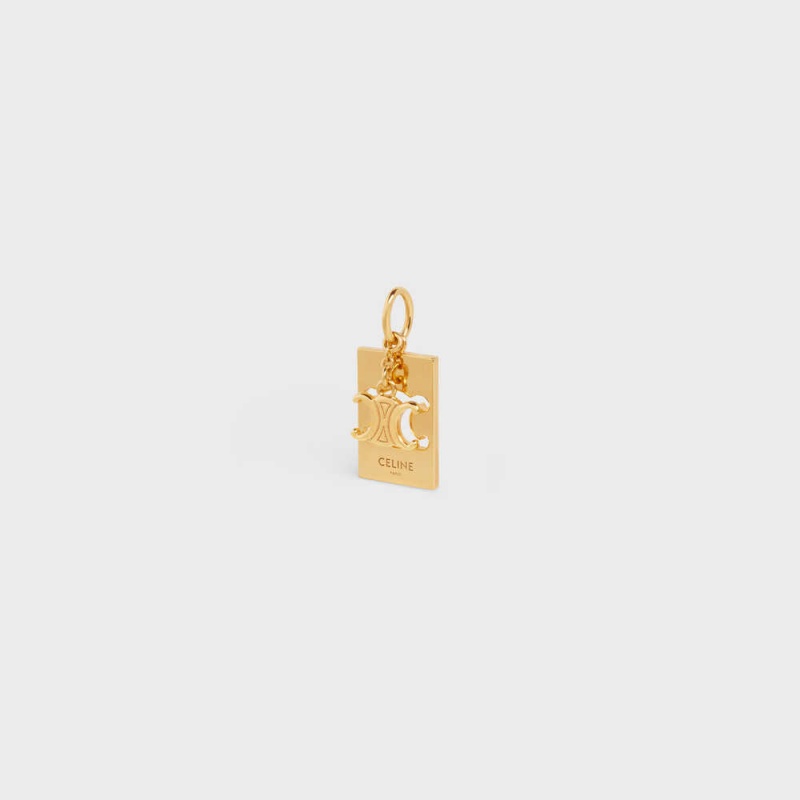 Celine Separables Triomphe Interlocked Pendant In Brass With Gold Finish Kolye Altın | CL-592261