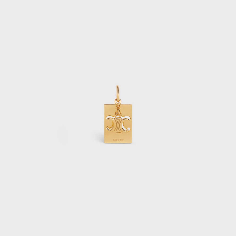 Celine Separables Triomphe Interlocked Pendant In Brass With Gold Finish Kolye Altın | CL-592261