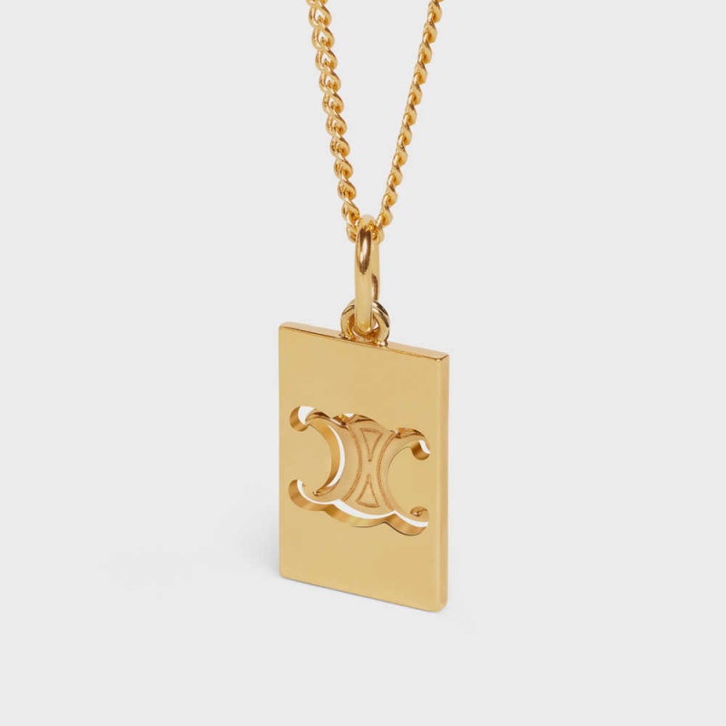 Celine Separables Triomphe Interlocked Pendant In Brass With Gold Finish Kolye Altın | CL-592261