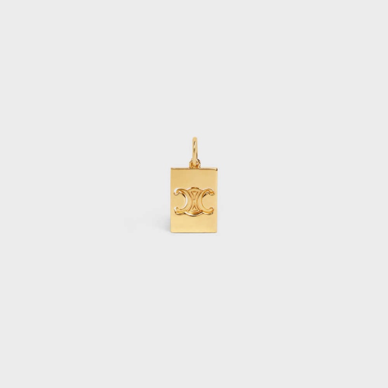 Celine Separables Triomphe Interlocked Pendant In Brass With Gold Finish Kolye Altın | CL-592261