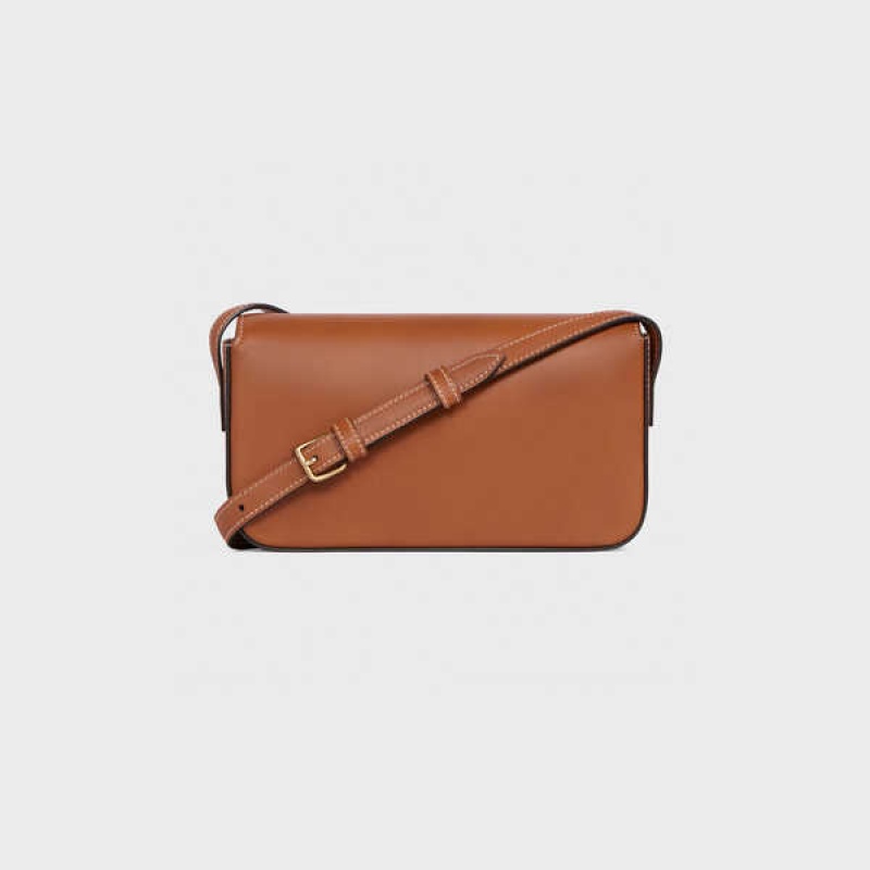 Celine Shoulder Bag In Natural Calfskin Triomphe Kahverengi | CL-593241