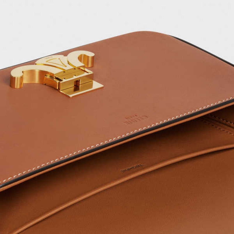 Celine Shoulder Bag In Natural Calfskin Triomphe Kahverengi | CL-593241