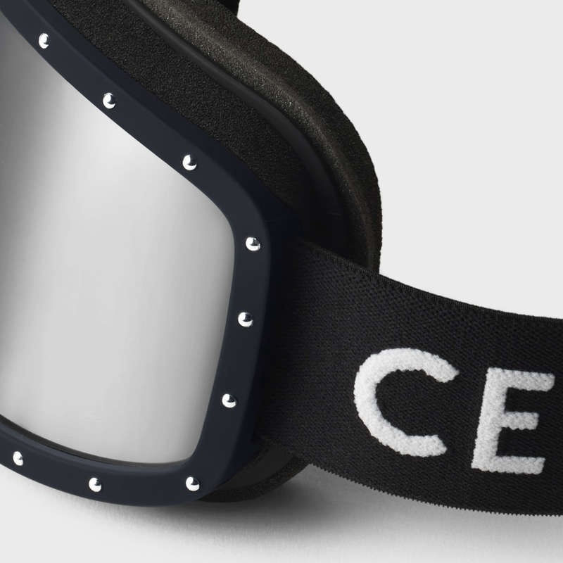 Celine Ski Mask In Plastic With Metal Studs & Mirror Lenses Güneş Gözlüğü Siyah Siyah | CL-591761