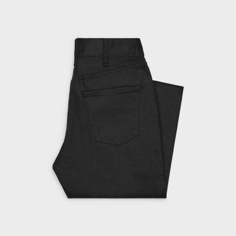 Celine Slim Jeans In Pure Black Wash Denim Pantolon Siyah | CL-592725