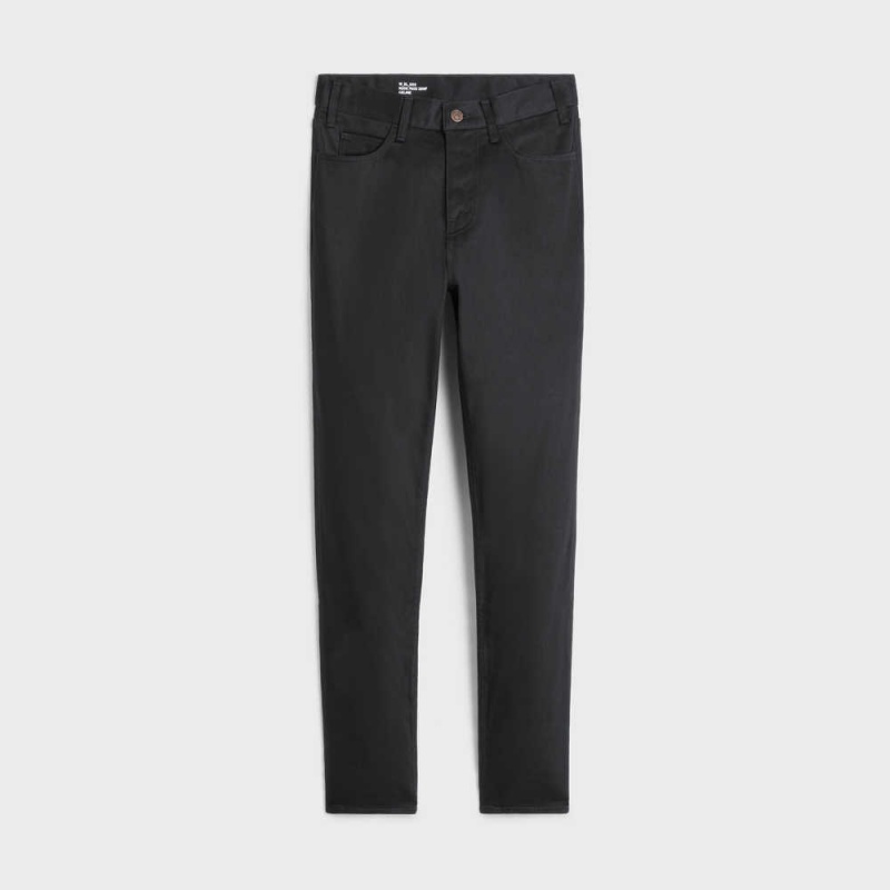 Celine Slim Jeans In Pure Black Wash Denim Pantolon Siyah | CL-592725