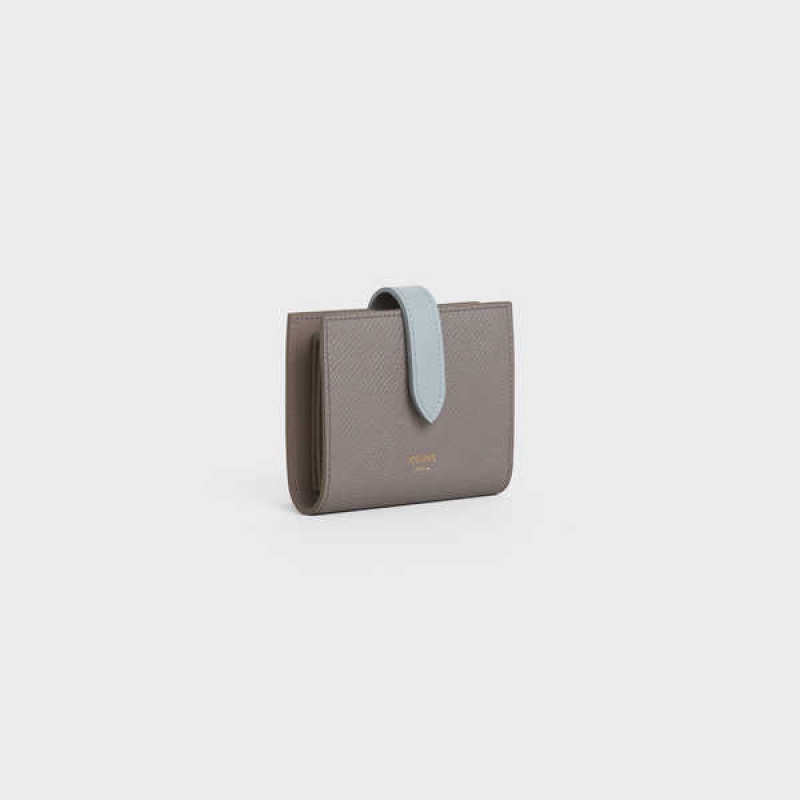 Celine Small Askılı Essentials In Bicolour Grained Calfskin Cüzdan Gri | CL-592987