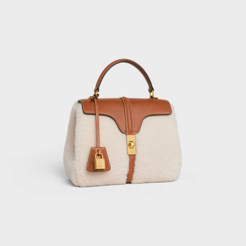 Celine Small Bag In Shearling And Natural Calfskin 16 Bej Rengi Kahverengi | CL-593277