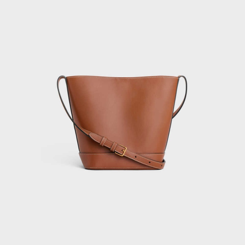 Celine Small Bucket In Smooth Calfskin Cuir Triomphe Kahverengi | CL-593146