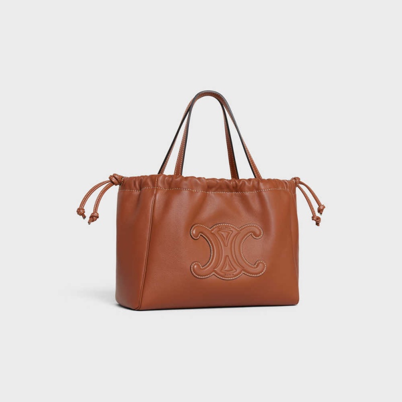Celine Small Cabas Drawstring In Smooth Calfskin Cuir Triomphe Kahverengi | CL-593155