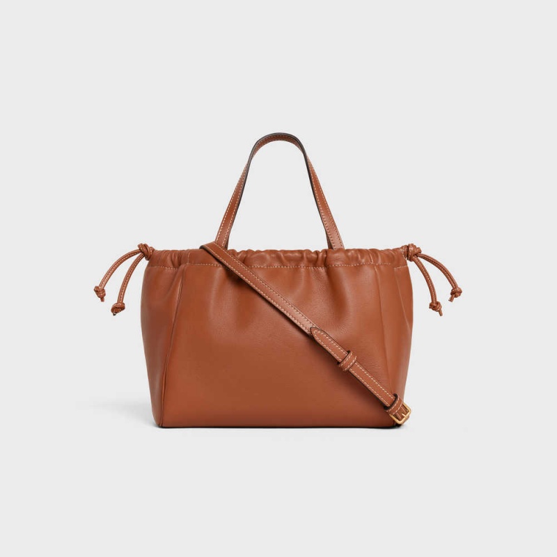 Celine Small Cabas Drawstring In Smooth Calfskin Cuir Triomphe Kahverengi | CL-593155