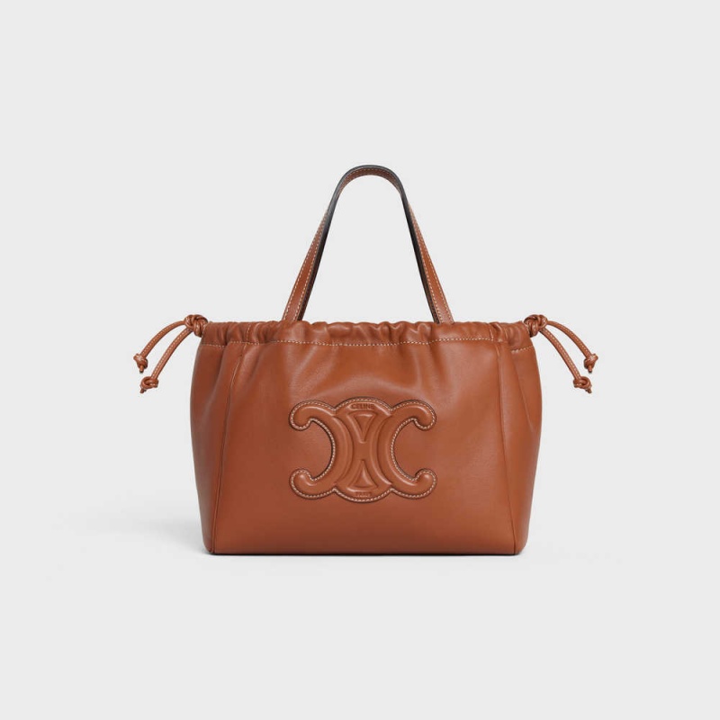 Celine Small Cabas Drawstring In Smooth Calfskin Cuir Triomphe Kahverengi | CL-593155