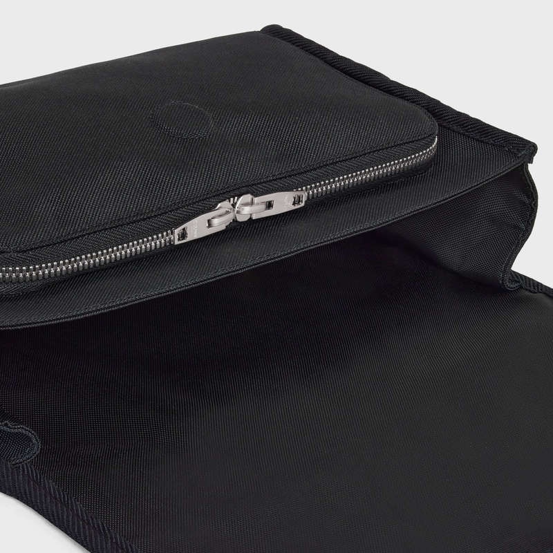 Celine Small Doğa Yürüyüşü In Naylon With Celine Print Omuz Çantası Siyah | CL-591850