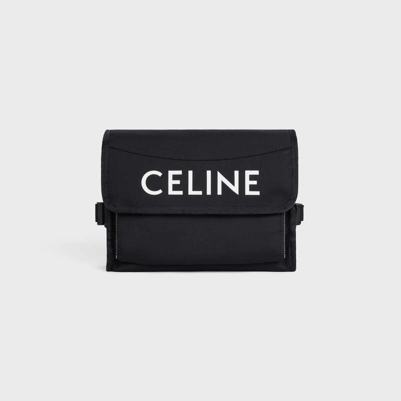 Celine Small Doğa Yürüyüşü In Naylon With Celine Print Omuz Çantası Siyah | CL-591850
