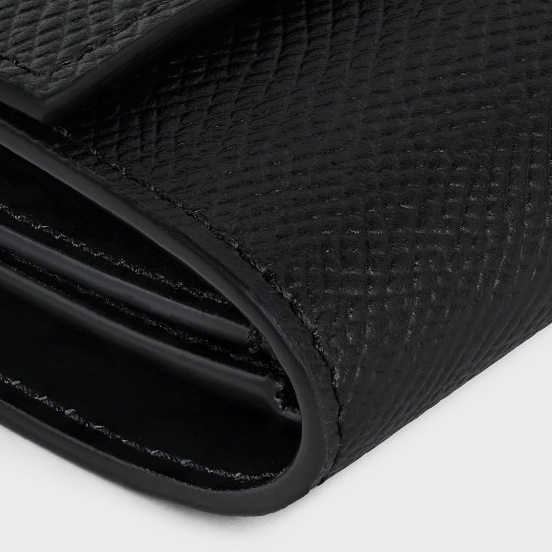 Celine Small Trifold In Grained Calfskin Cüzdan Siyah | CL-591795