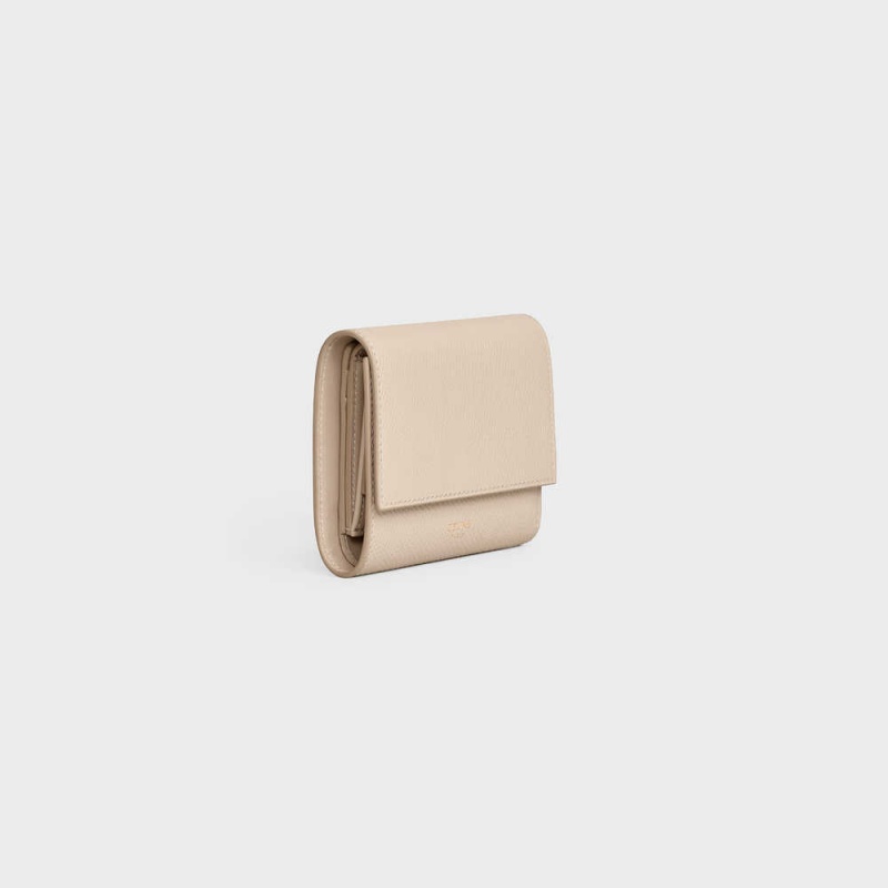 Celine Small Trifold In Grained Calfskin Cüzdan Bej Rengi | CL-593006