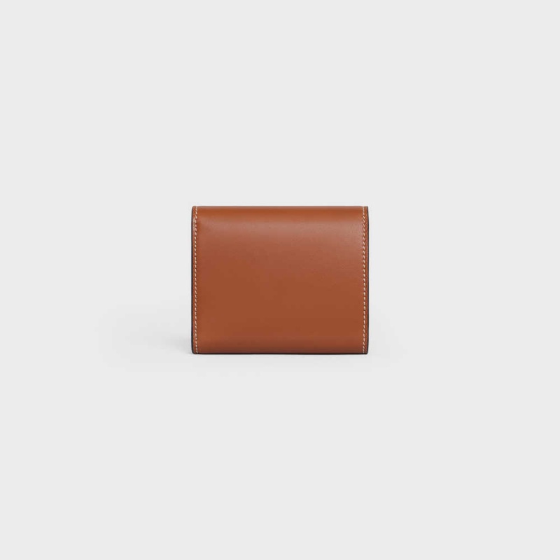Celine Small Triomphe In Shiny Smooth Lambskin Cüzdan Kahverengi | CL-592969