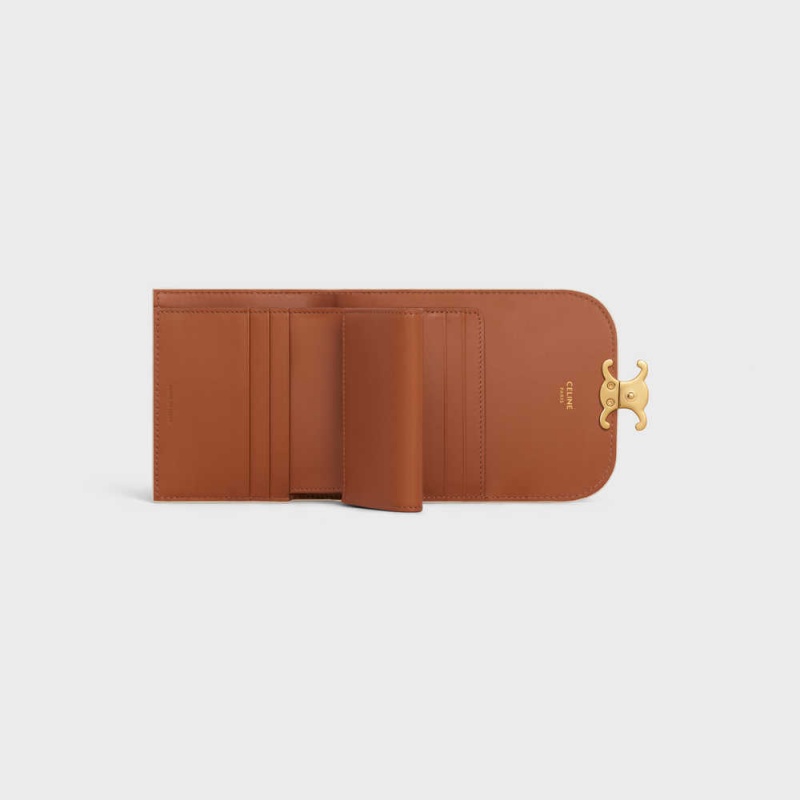 Celine Small Triomphe In Triomphe Kanvas Cüzdan Beyaz Kahverengi | CL-592978