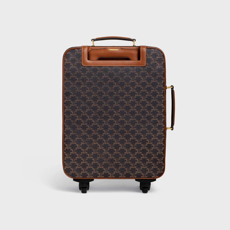 Celine Small Trolley In Triomphe Kanvas And Calfskin Seyahat Çantası Kahverengi | CL-591824