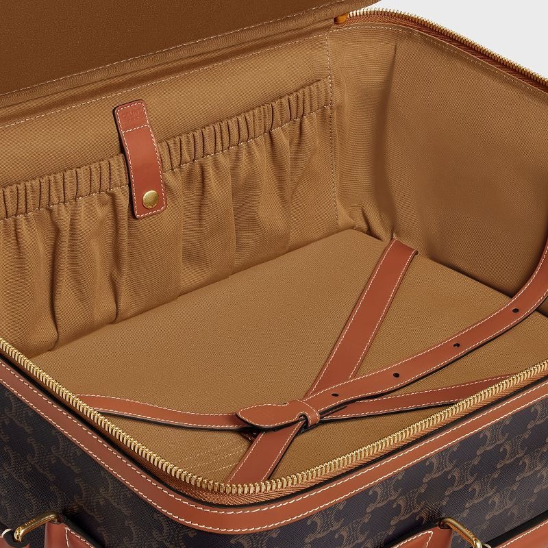 Celine Small Trolley In Triomphe Kanvas And Calfskin Seyahat Çantası Kahverengi | CL-591824