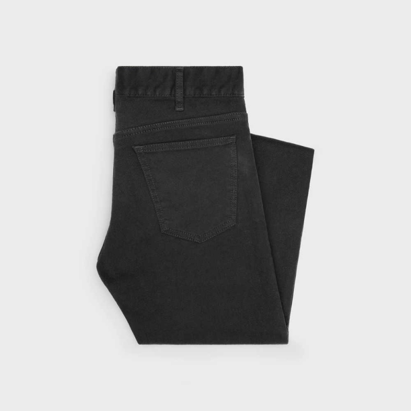 Celine Sıska Jeans In Pure Black Stone Wash Denim Pantolon Siyah Gri | CL-592729