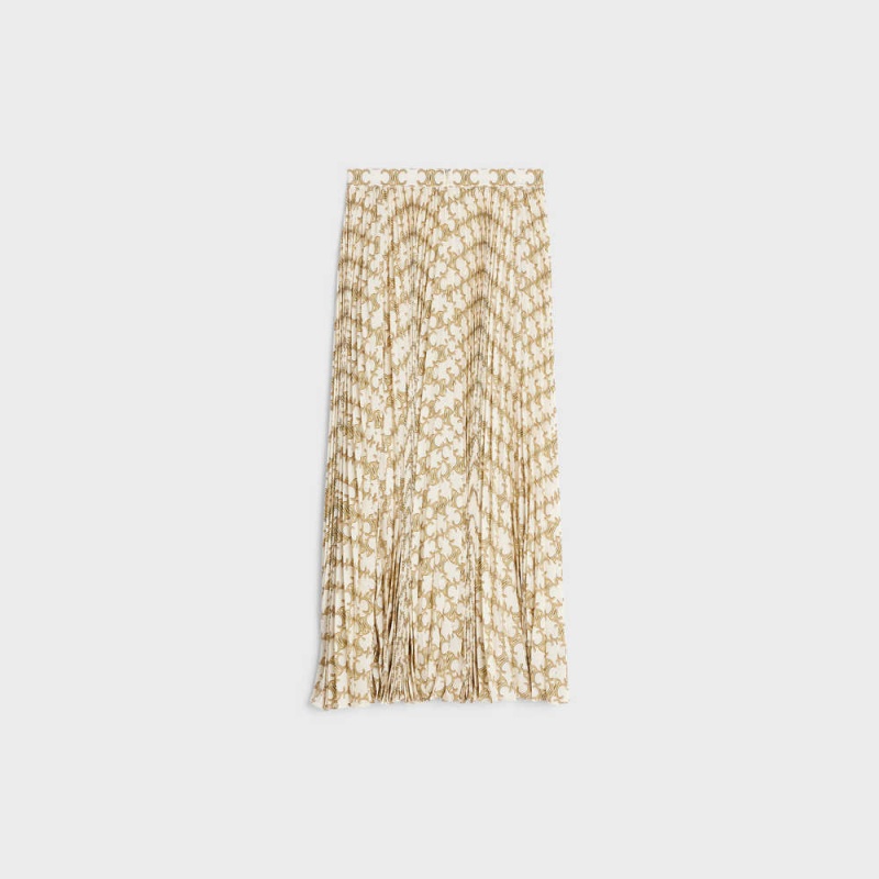 Celine Sun-pleated In CrêPe De Chine Etek Altın | CL-592878