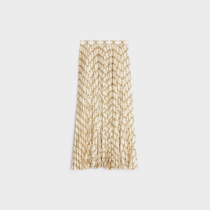 Celine Sun-pleated In CrêPe De Chine Etek Altın | CL-592878
