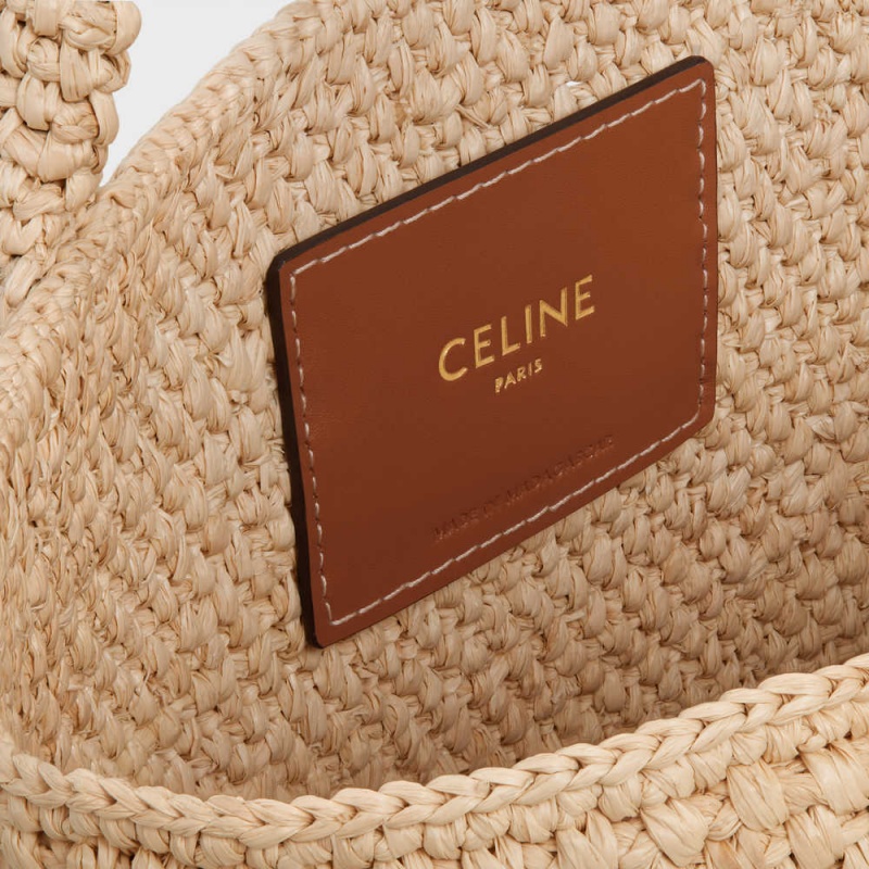Celine Supple Small Triomphe Klasik In Raffia And Calfskin Panier Kahverengi | CL-593067