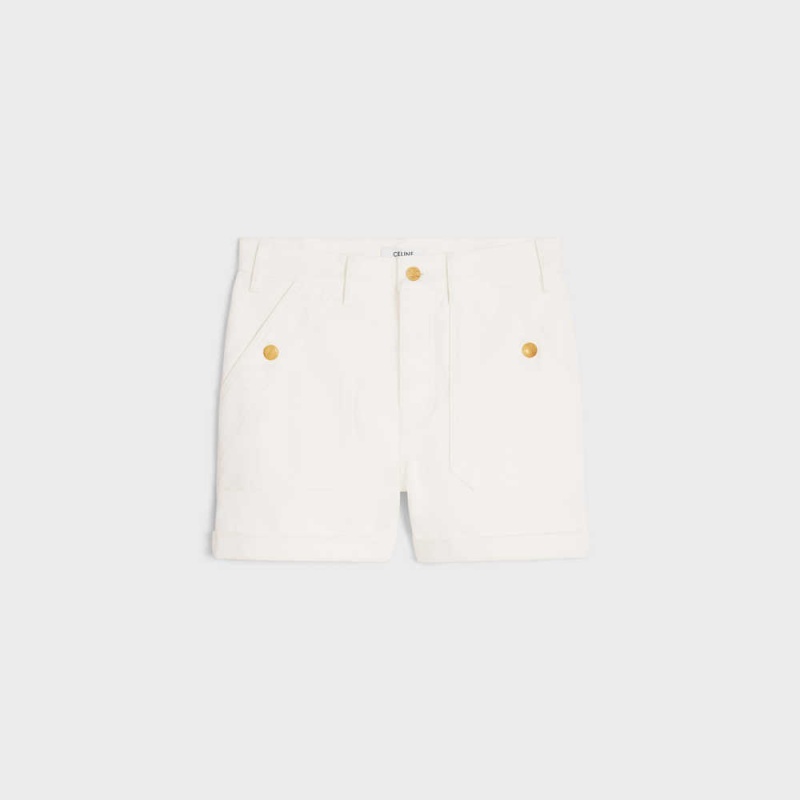 Celine Suzanne In Optic Wash Denim Şort Beyaz Açık Mavi | CL-592746