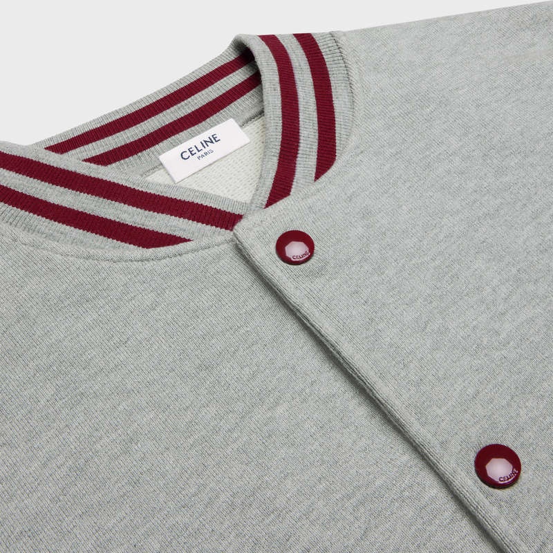 Celine Teddy College In Pamuklu Fleece Blousons Gri Kırmızı Mor | CL-591943