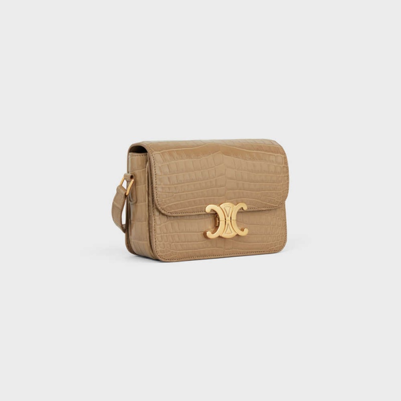 Celine Teen Bag In Niloticus Crocodile Triomphe Kahverengi | CL-593212