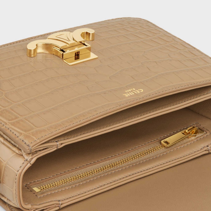 Celine Teen Bag In Niloticus Crocodile Triomphe Kahverengi | CL-593212