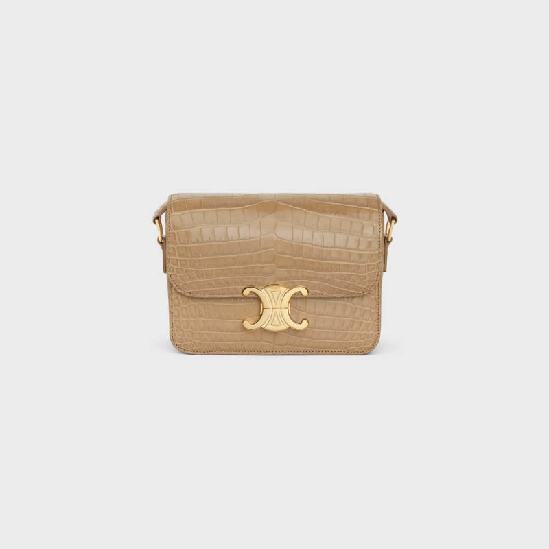 Celine Teen Bag In Niloticus Crocodile Triomphe Kahverengi | CL-593212