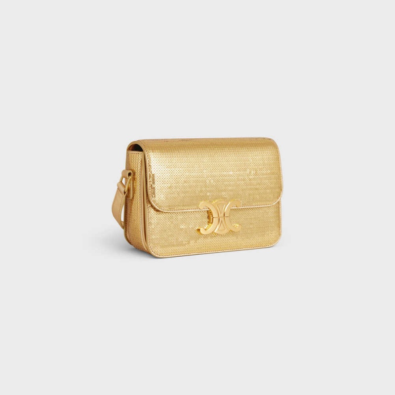 Celine Teen Bag In Sequins And Calfskin Triomphe Altın | CL-593192