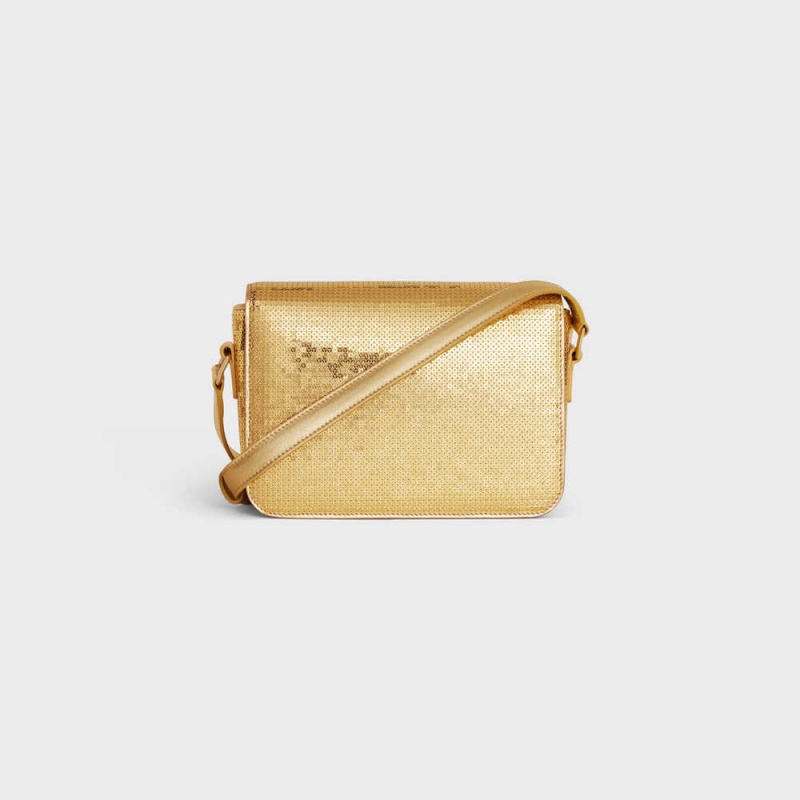 Celine Teen Bag In Sequins And Calfskin Triomphe Altın | CL-593192