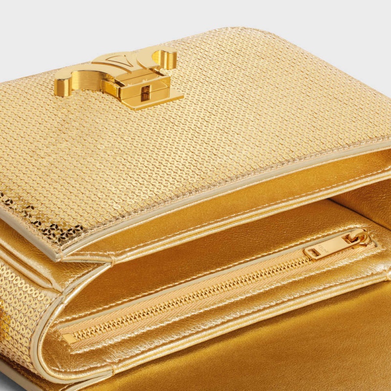 Celine Teen Bag In Sequins And Calfskin Triomphe Altın | CL-593192
