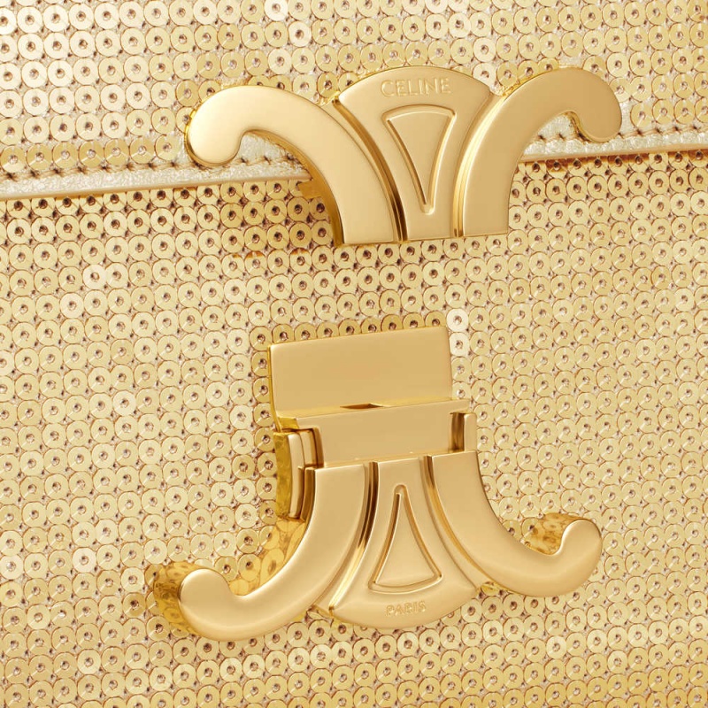 Celine Teen Bag In Sequins And Calfskin Triomphe Altın | CL-593192