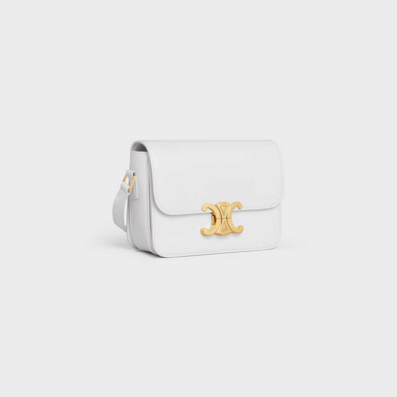 Celine Teen Bag In Shiny Calfskin Triomphe Beyaz | CL-593206