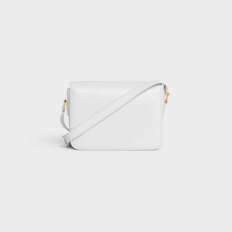 Celine Teen Bag In Shiny Calfskin Triomphe Beyaz | CL-593206