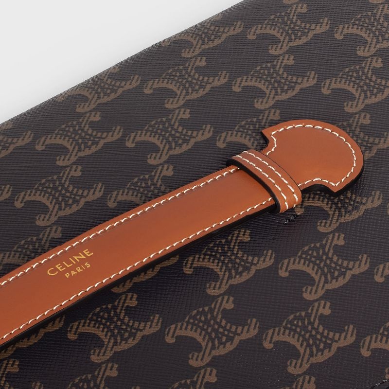Celine Tie Case In Triomphe Kanvas And Calfskin İş Çantaları Kahverengi | CL-591827