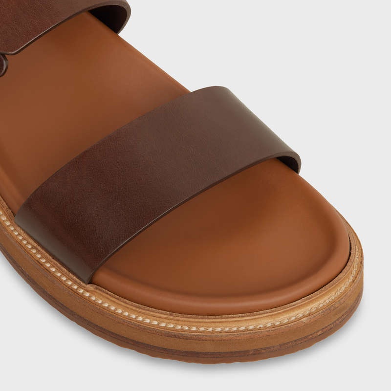 Celine Tippi In Calfskin - Vegetal Tanning Sandalet Koyu Kahverengi | CL-591889