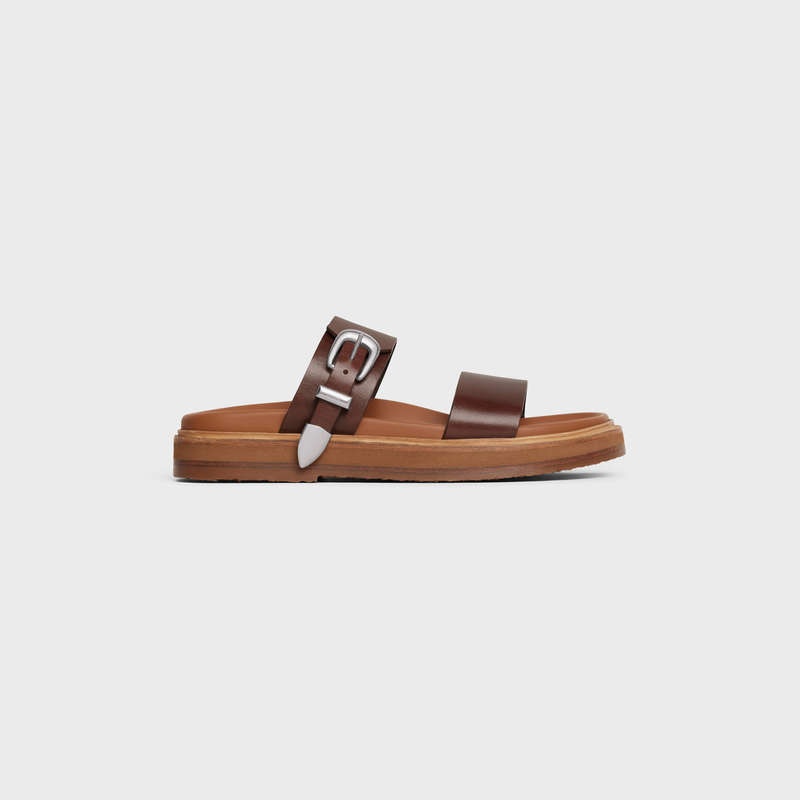 Celine Tippi In Calfskin - Vegetal Tanning Sandalet Koyu Kahverengi | CL-591889