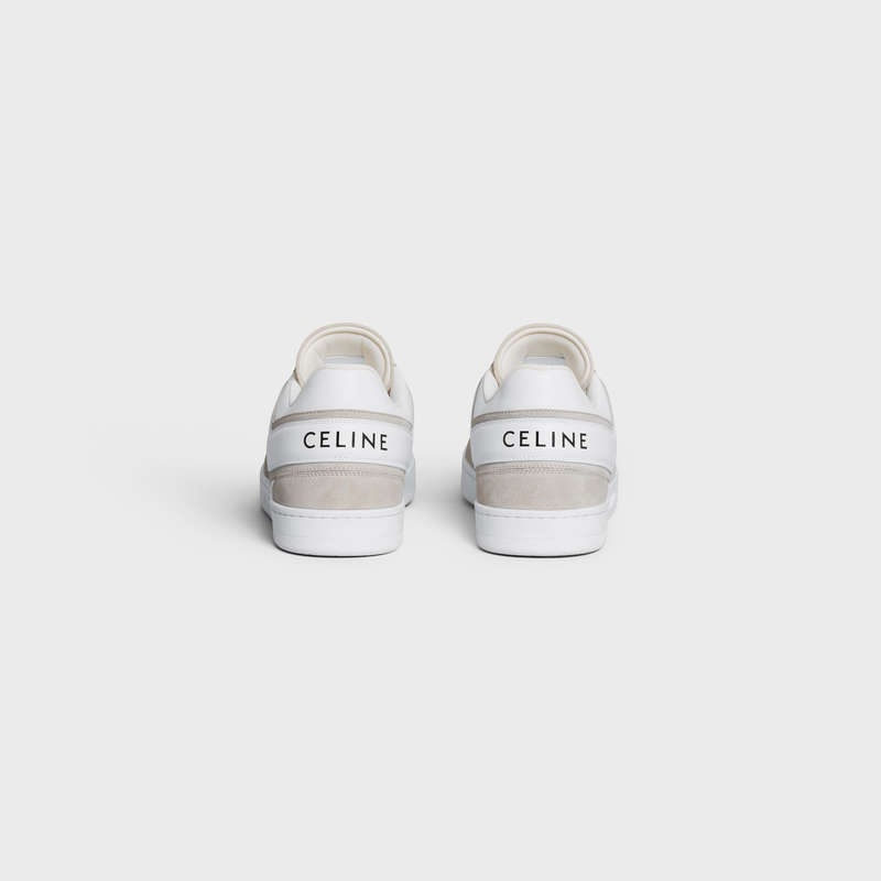 Celine Trainer Low Dantel-up In Süet Calfskin And Calfskin Spor Ayakkabı Açık Bej Rengi Beyaz | CL-591902