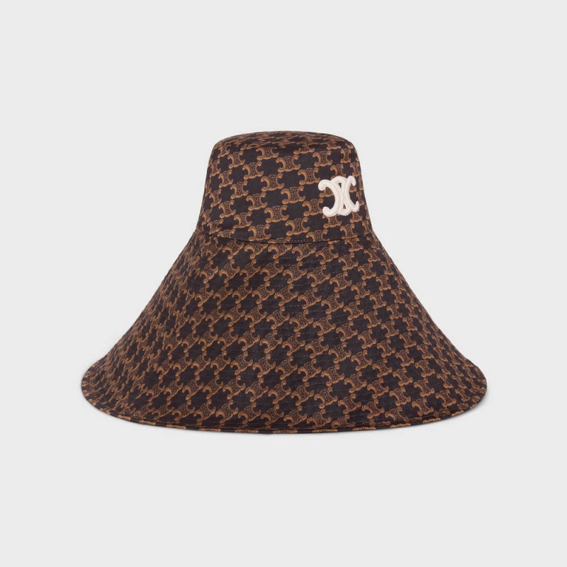 Celine Triomhe In Monogram Pamuklu Şapka Kahverengi | CL-592342