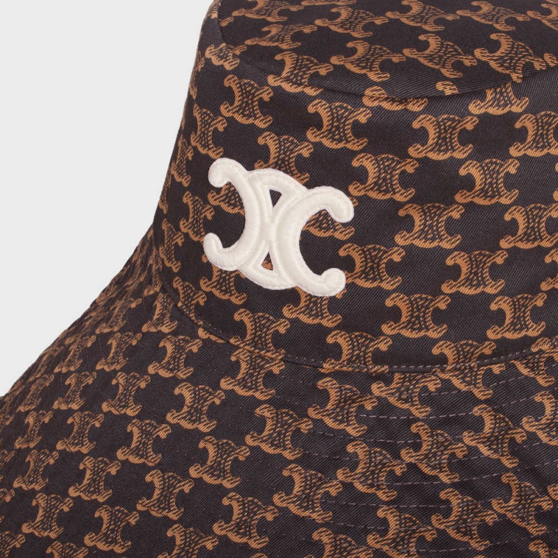 Celine Triomhe In Monogram Pamuklu Şapka Kahverengi | CL-592342
