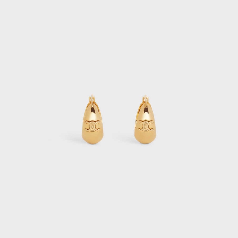 Celine Triomphe Bold Hoops In Brass With Gold Finish Küpe Altın | CL-592306