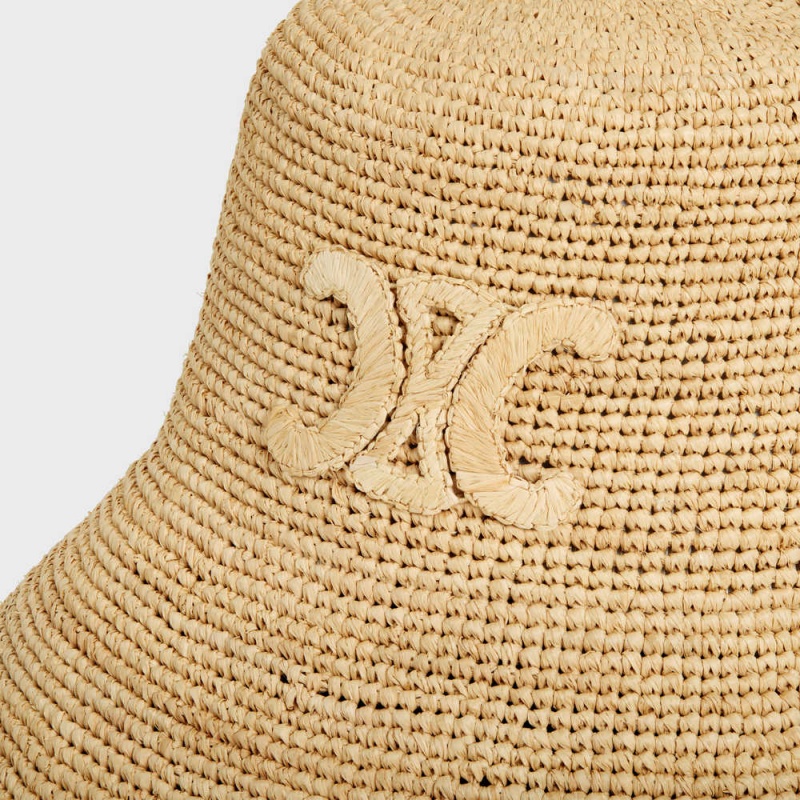 Celine Triomphe Bucket In Raffia Şapka Bej Rengi | CL-592344