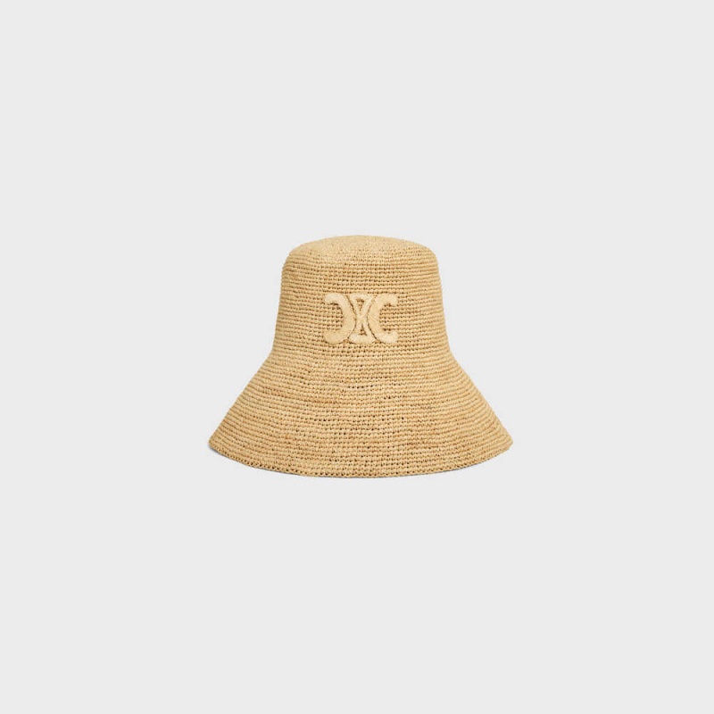 Celine Triomphe Bucket In Raffia Şapka Bej Rengi | CL-592344