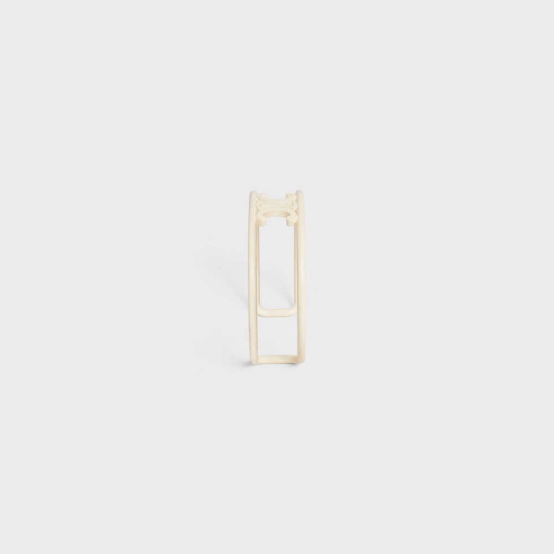 Celine Triomphe Cuff In Varnished Brass Bilezik Beyaz | CL-592218